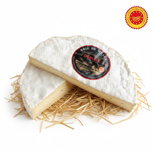 Brie de Meaux Dongé demi-meule fond blanc paille AOP