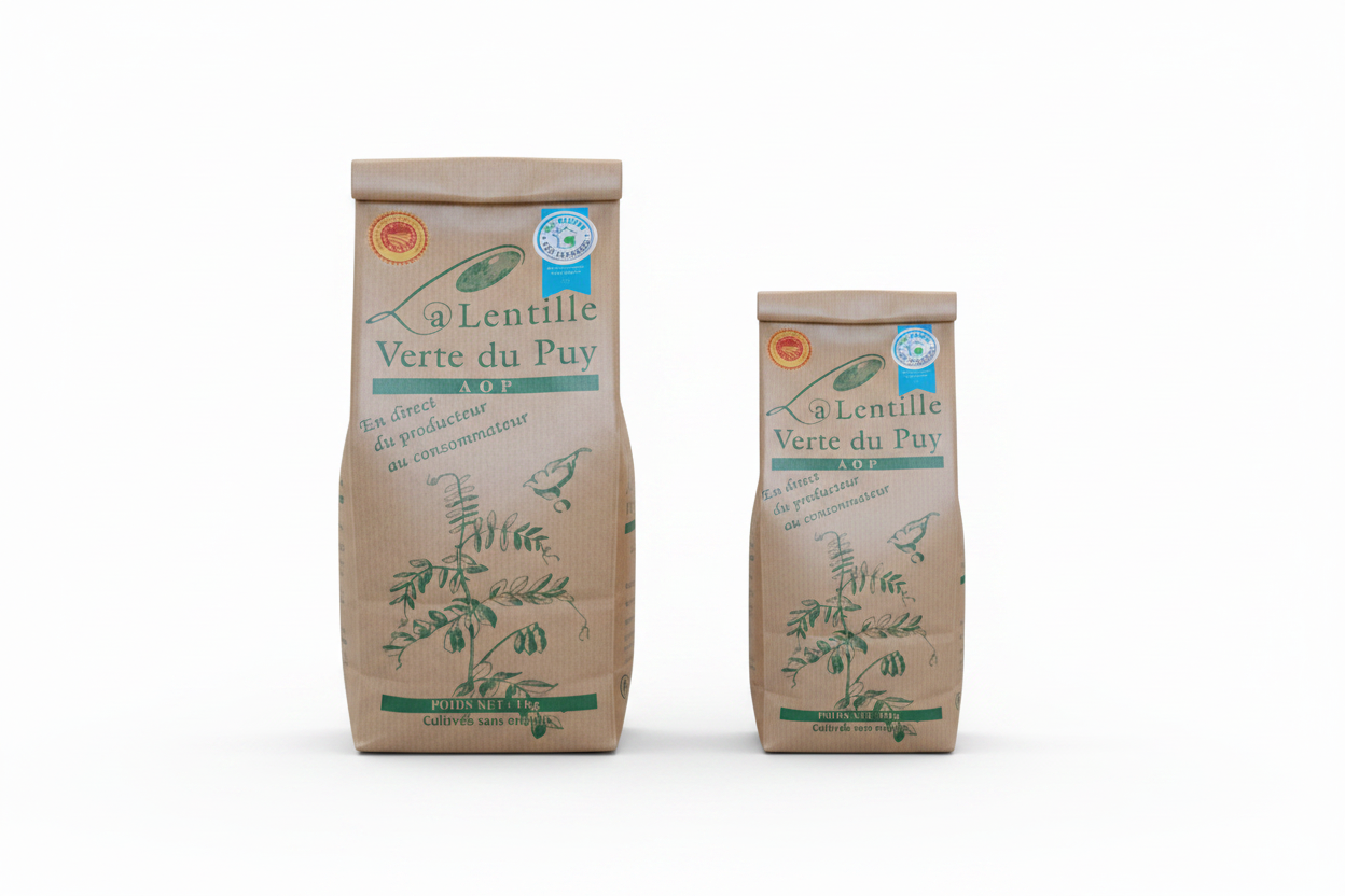 Lentille Verte du Puy AOP - 1kg et 500g fond blanc