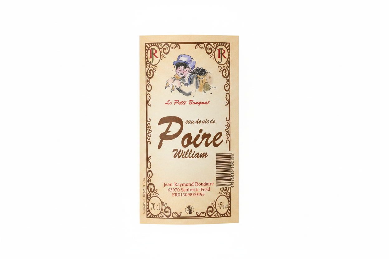 Étiquette Poire William – fond blanc