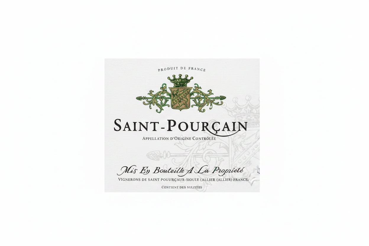 Étiquette Saint-Pourçain Blanc - fond blanc